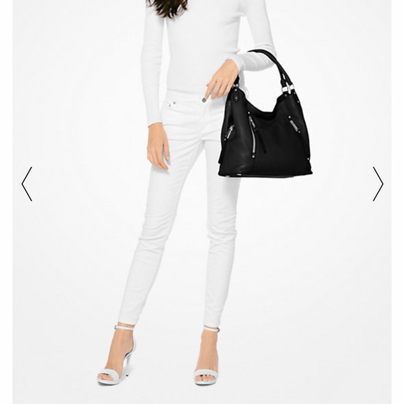 Gray Michael Kors Evie Large Leather Shoulder Bag - Picture 4 of 11